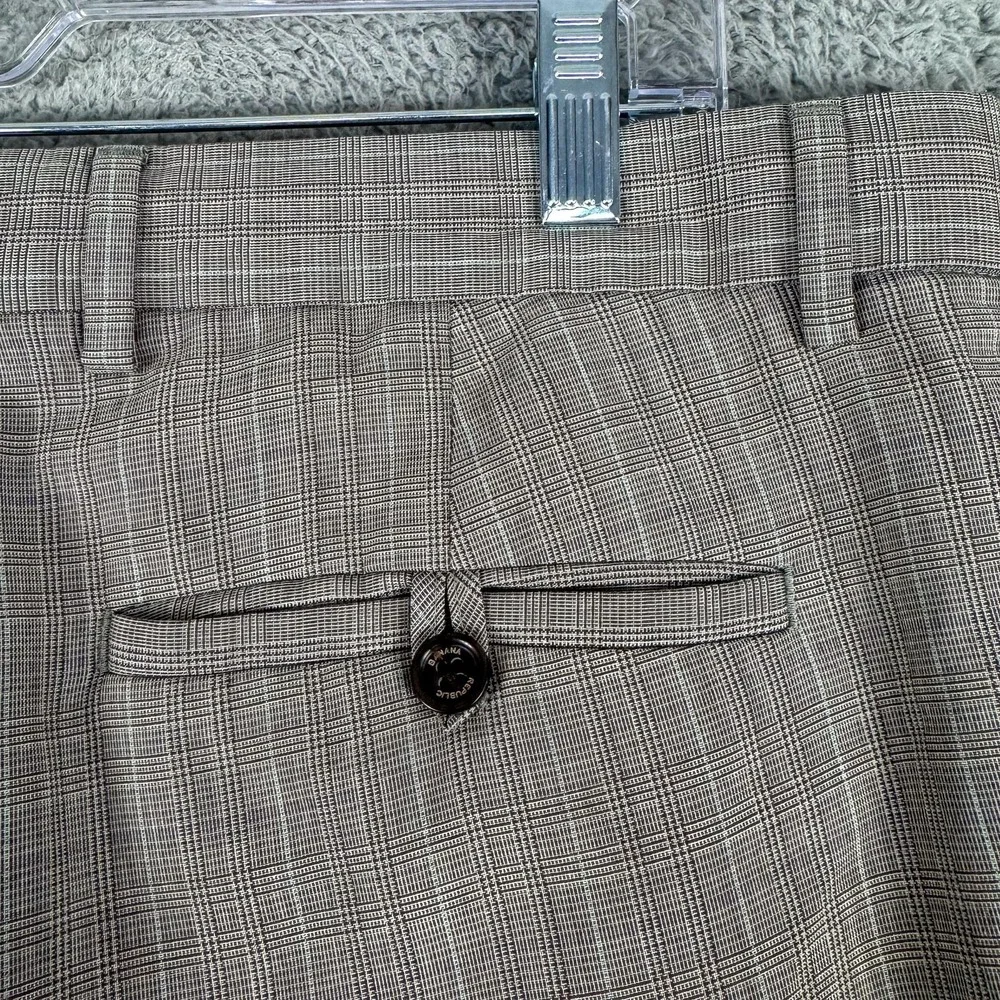 Banana Republic Dress Pants Mens 34 Gray Plaid‎ Flat Front Business Office 36x32